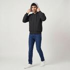 Men's Black Hooded Bomber Jacket, Black, small