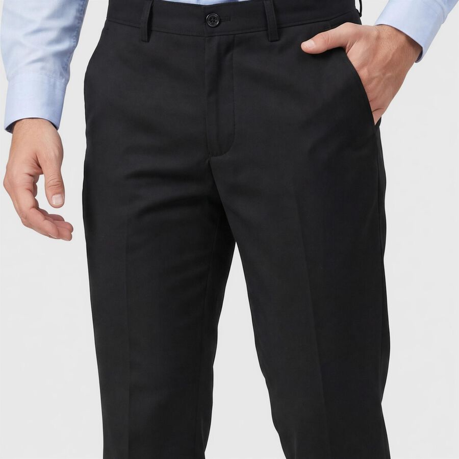 Men's Black Slim Fit Flat-Front Formal Trousers, Black, large
