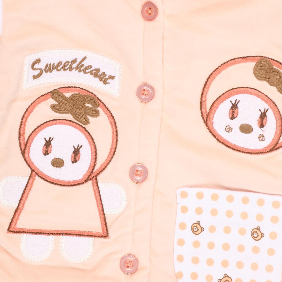 Infants Soft Peach Hooded Casual Hipster Set, Peach, large image number null