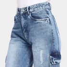 Ladies' 100% Cotton Jeans, Mid Blue, small image number null