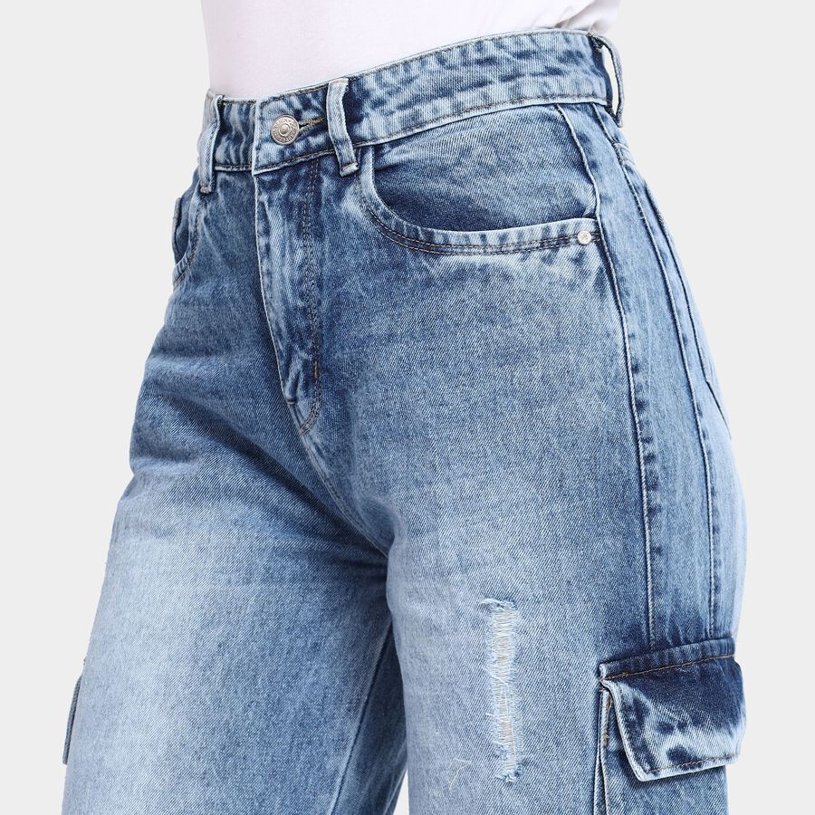 Ladies' 100% Cotton Jeans, Mid Blue, large image number null