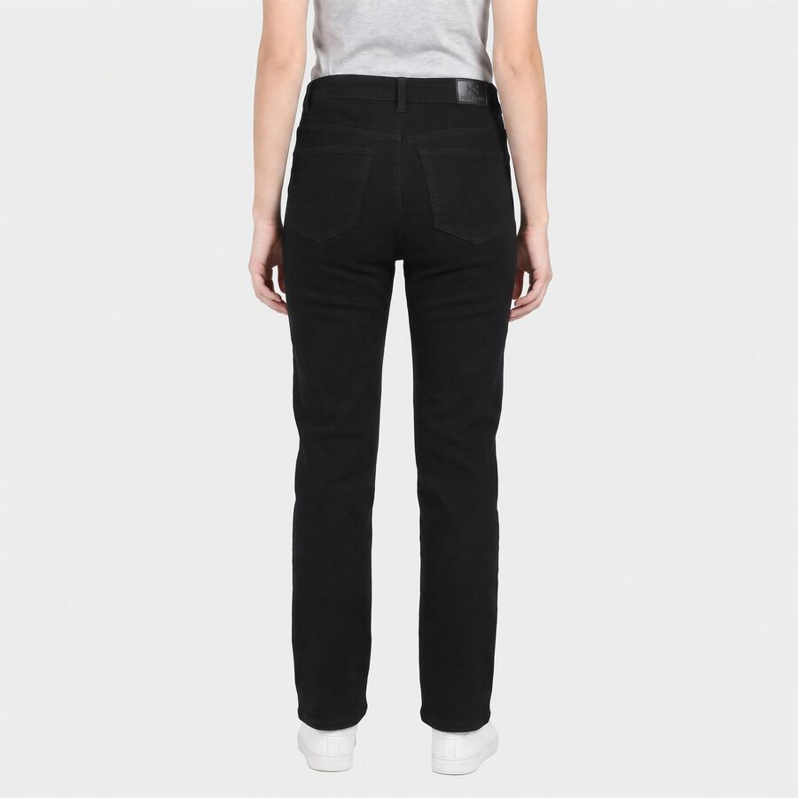 Women's Black Straight Fit Solid Jeans, Black, large