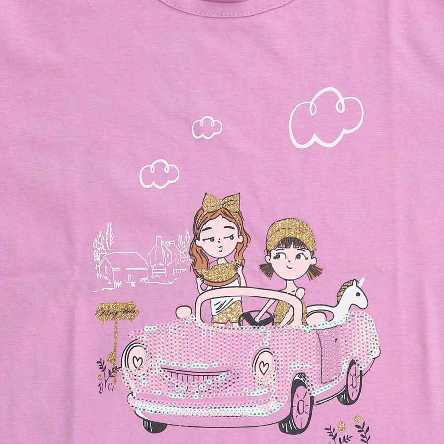 Girls' 100% Cotton T-Shirt, लाइलेक, large image number null