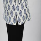 Women's White Notch Neck Floral Printed Kurti, सफ़ेद, small