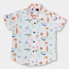 Boys Bright White Cotton Regular Collar Casual Shirt, White, small image number null