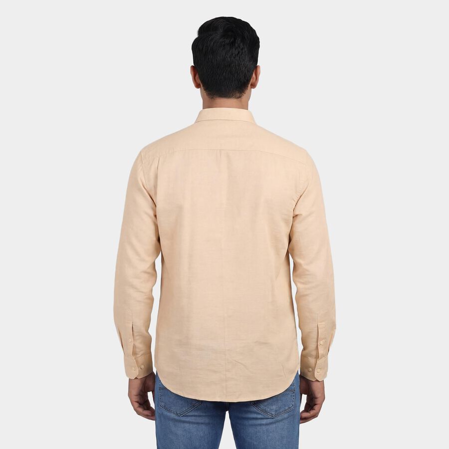 Men's Peach Half Sleeve Spread Collar Casual Shirt, Peach, large