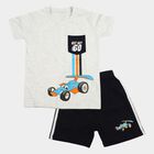 Boys Light Grey Knit Baba Suit, Ecru Melange, small