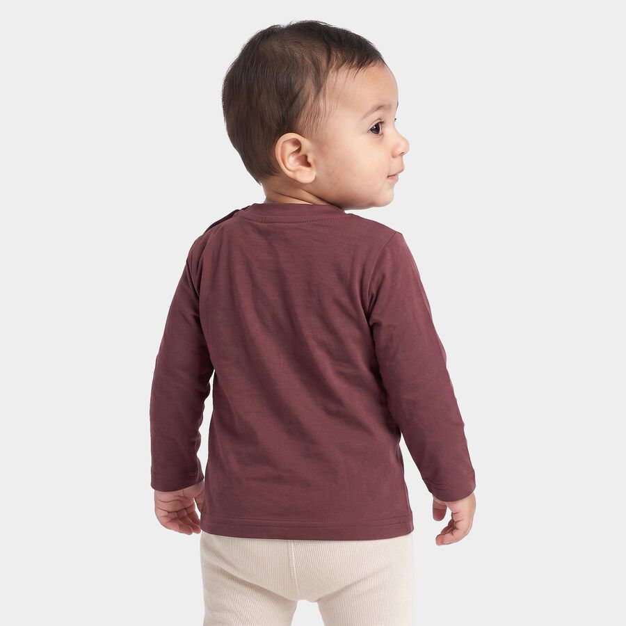 Infants Purple Cotton Round Neck Graphic Print Regular T-Shirt, बैंगनी, large
