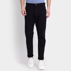 Men's 100% Cotton Slim Fit Casual Trousers, काला, small image number null