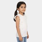 Girls White Round Neck Casual T-Shirt, White, small