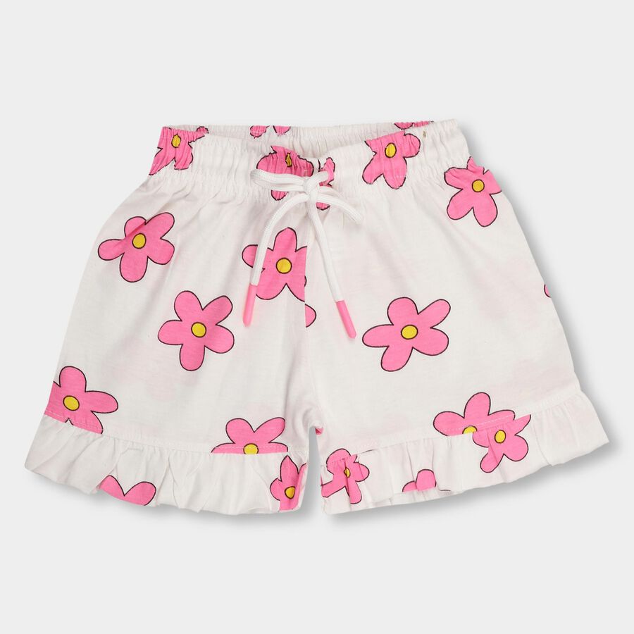Girls' 100% Cotton Shorts, White, large