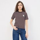 Women's Dark Chocolate Brown Cotton Round Neck Minimalist T-Shirt, Brown, small