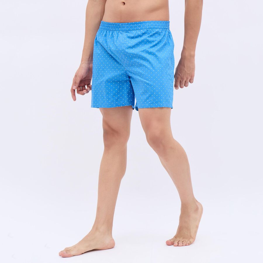 Men's 100% Cotton Boxers, मध्यम नीला, large image number null