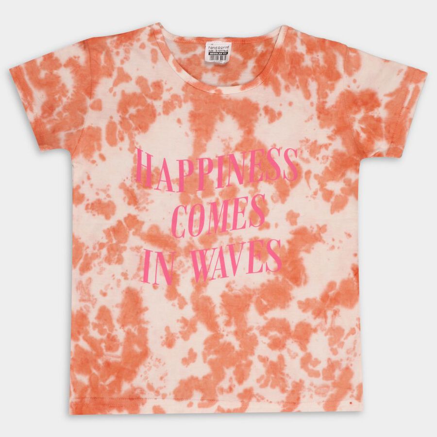 Girls' Cotton T-Shirt, पीच, large image number null