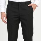 Men's Black Slim Fit Flat-Front Formal Trousers, Black, small