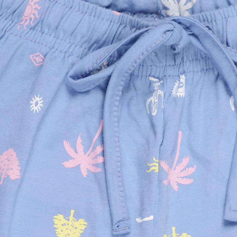 Girls' Soft Powder Blue Tropical Printed Jogger Pyjama, हल्का नीला, large image number null