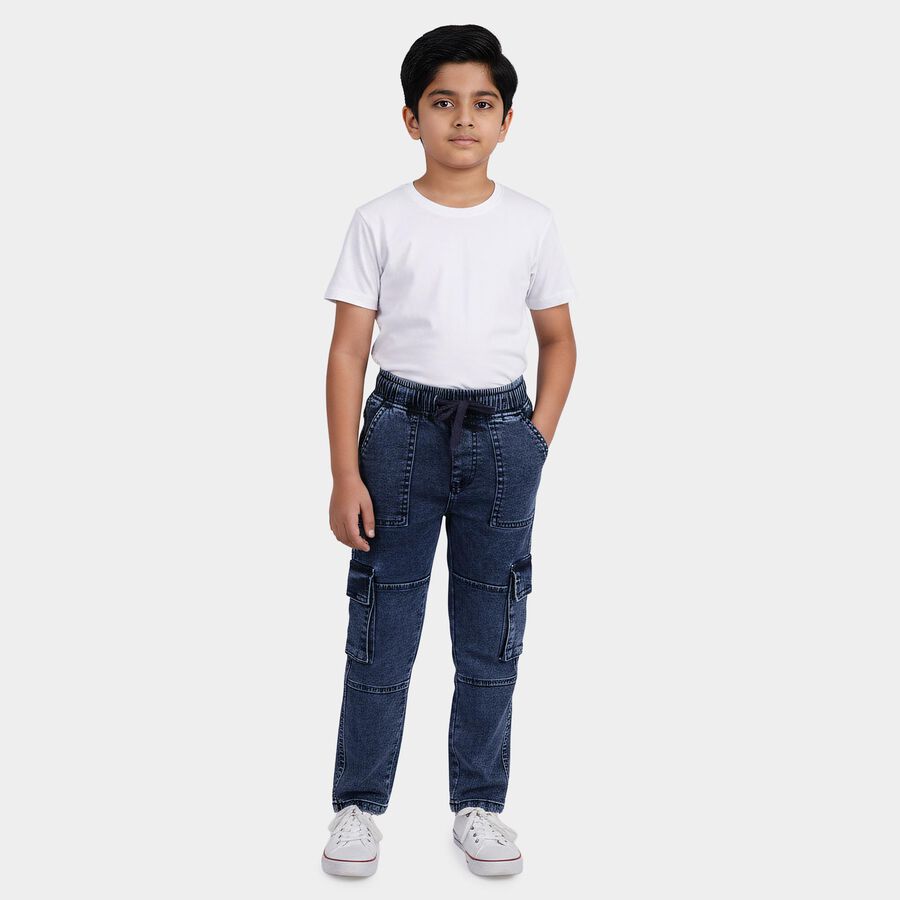 Boys Mid Blue Regular Fit Classic Jeans, Mid Blue, large
