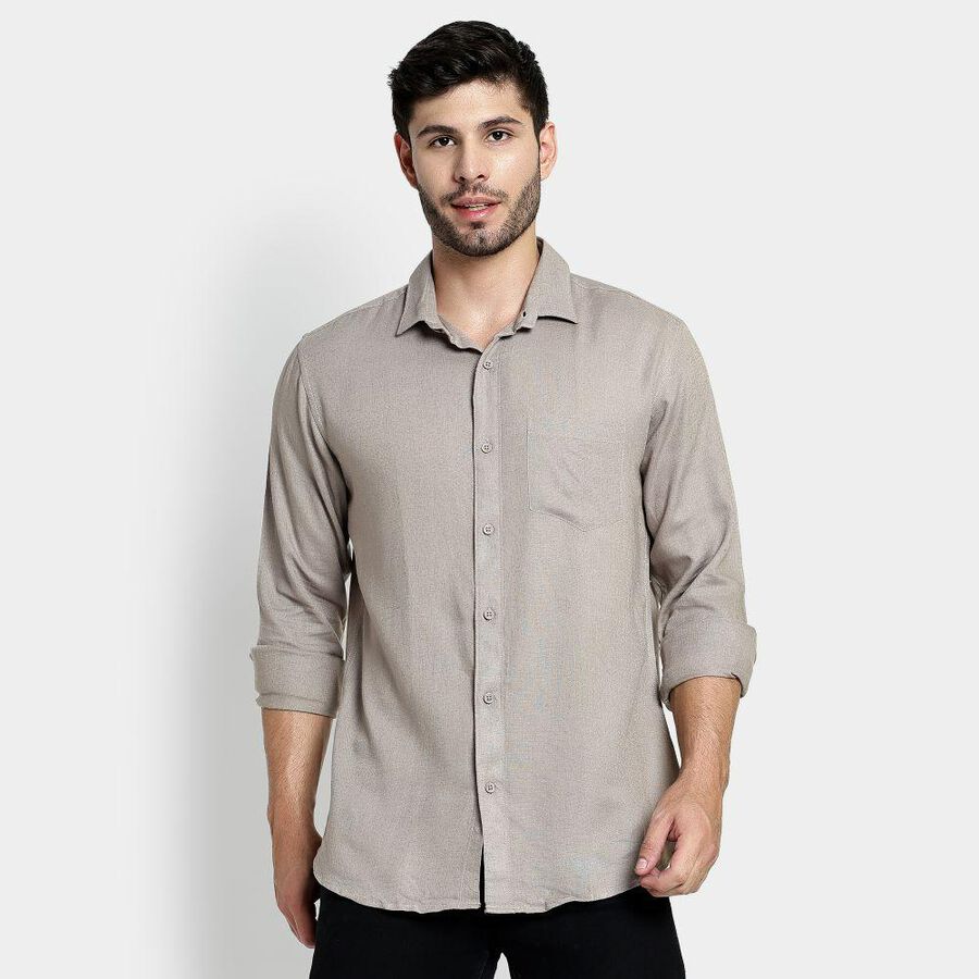 Men's 100% Cotton Casual Shirt , Beige, large image number null
