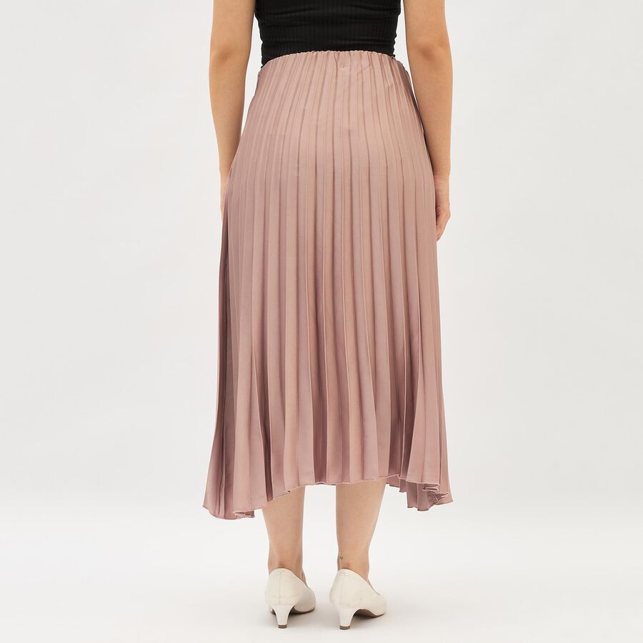 Women's Dusty Mauve Pleated Midi Skirt, Pink, large