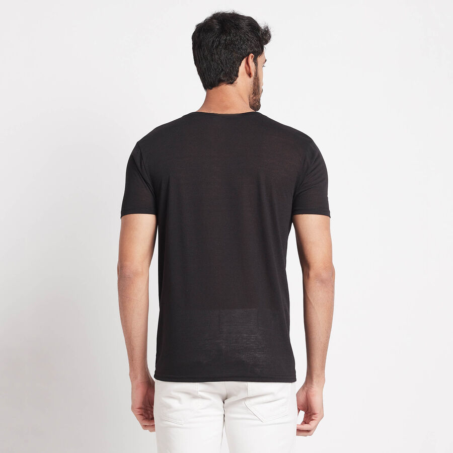 Round Neck T-Shirt, Black, large image number null