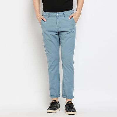 Men's100% Cotton Slim Fit Casual Trousers