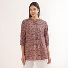 Women's Pink Notch Neck Floral Printed Kurti, Pink, small