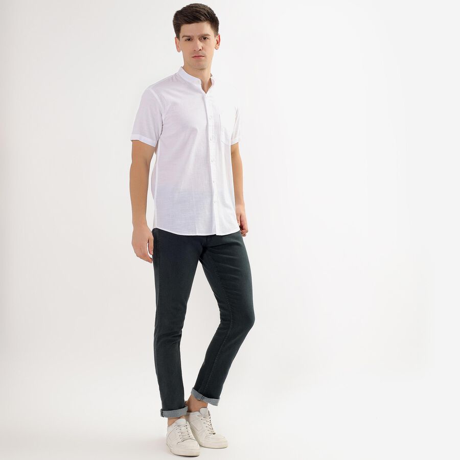 Men's Rich Eggshell White Cotton Regular Collar Casual Shirt, White, large image number null