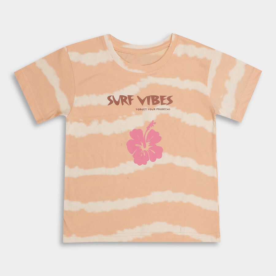 Girls' 100% Cotton T-Shirt , पीच, large image number null