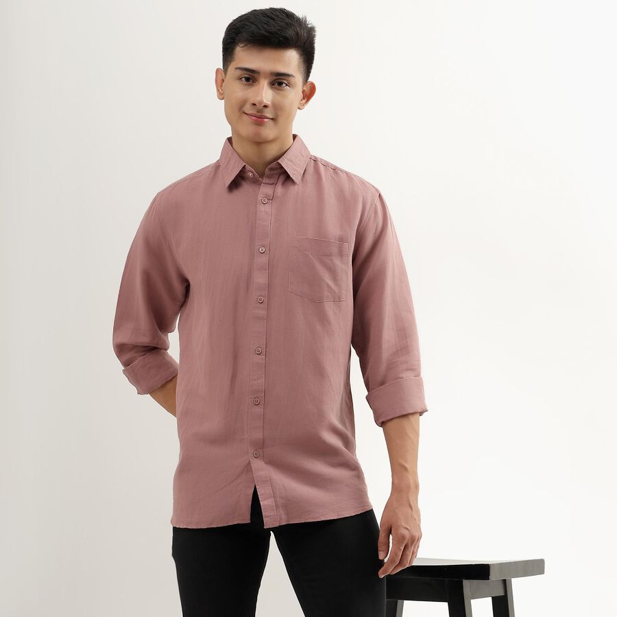 Men's Dusty Rose Regular Collar Casual Shirt, मूँगा (कोरल), large image number null