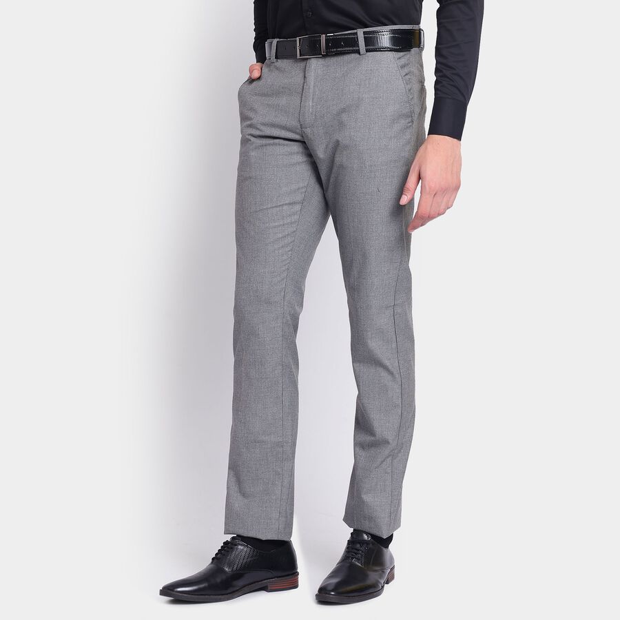 Men's Slim Fit Formal Trousers, हल्का ग्रे, large image number null