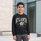 Boys' Dark Grey Crew Neck Pullover Graphic Print Sweatshirt, Dark Grey, small