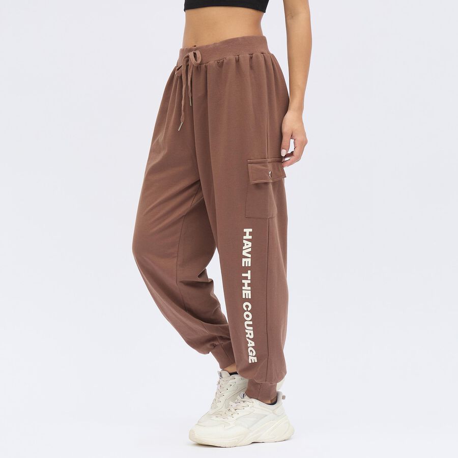 Women's Muted Brown Regular Fit Jogger Track Pants, Brown, large image number null