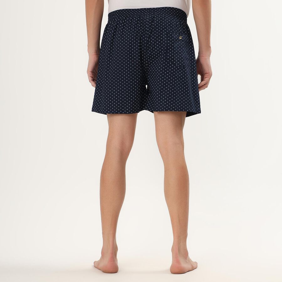 Men's Dark Navy Cotton Printed Boxer, Dark Blue, large image number null