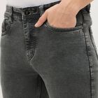 Men's Charcoal Black Slim Fit Faded Jeans, गहरा ग्रे, small