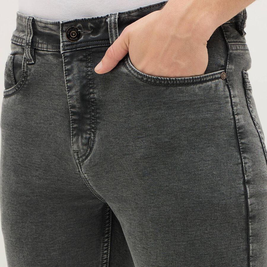 Men's Charcoal Black Slim Fit Faded Jeans, गहरा ग्रे, large