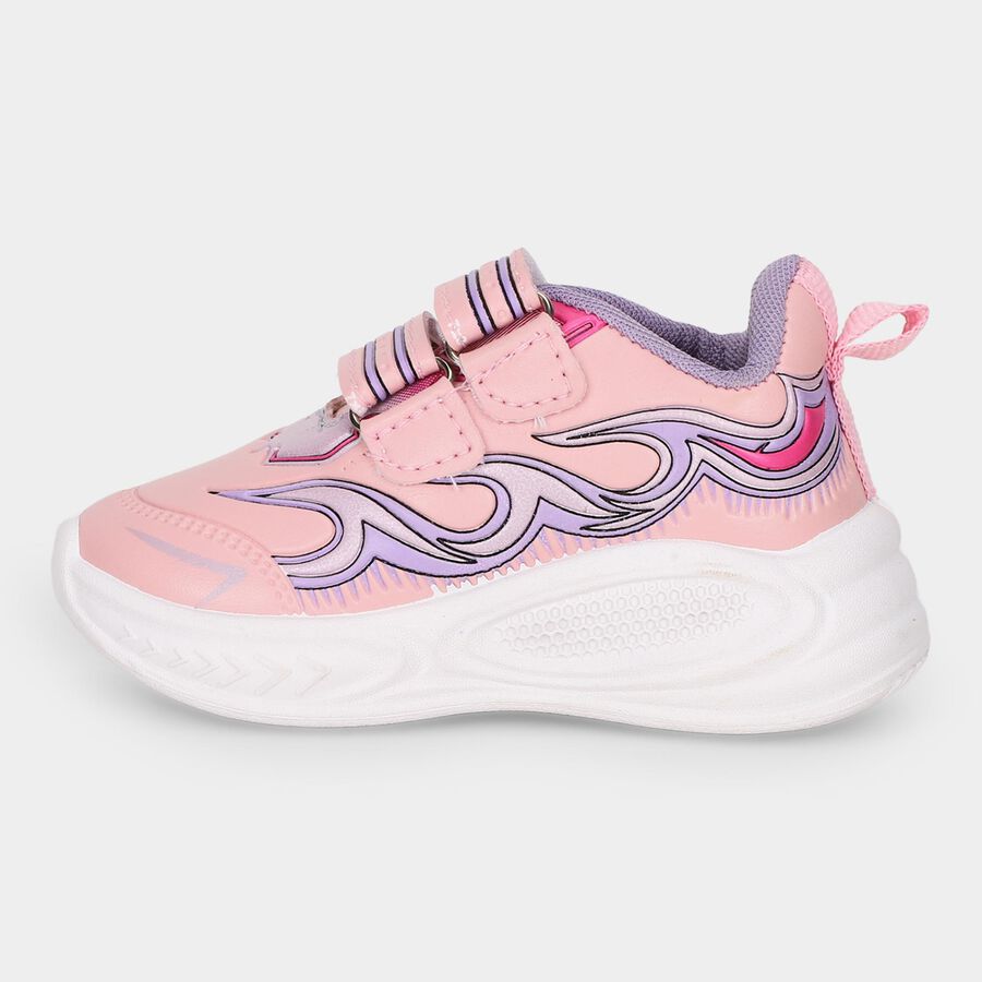 Girls Pink Velcro Strap Sneakers, Pink, large