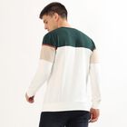 Men's Dark Green and Beige Crew Neck Casual Sweatshirt, Dark Green, small image number null
