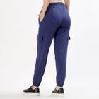 Women's Deep Navy Blue Relaxed Fit Cargo Track Pants, Navy Blue, small image number null