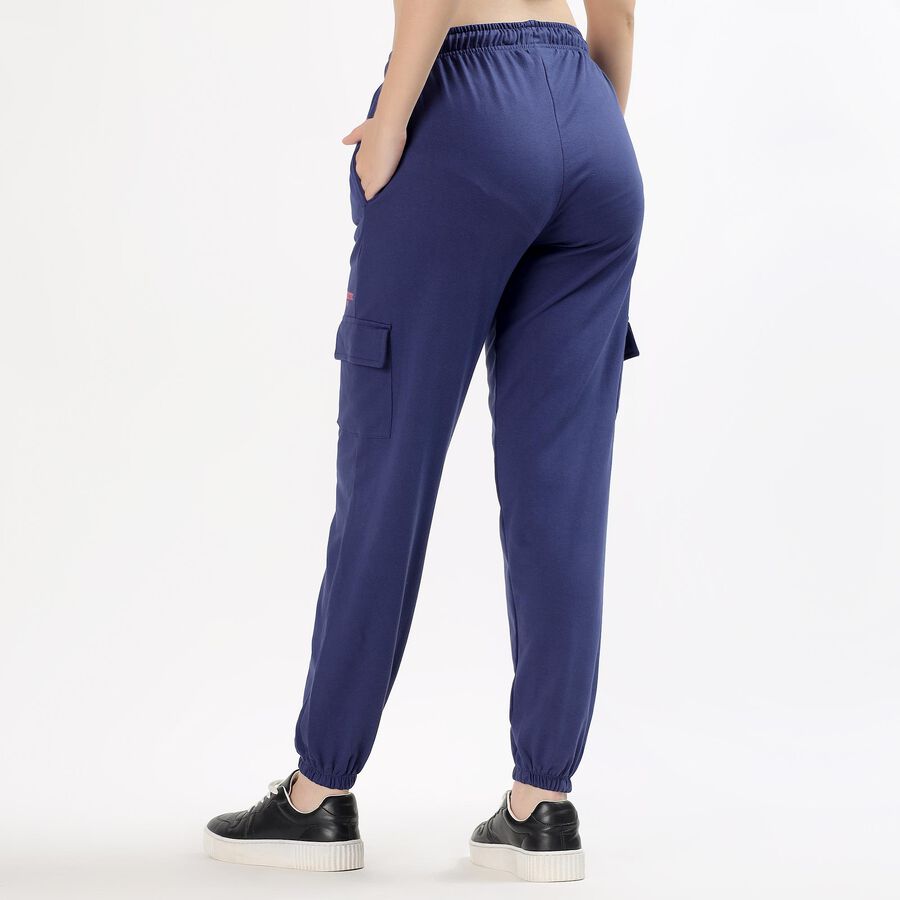 Women's Deep Navy Blue Relaxed Fit Cargo Track Pants, Navy Blue, large image number null