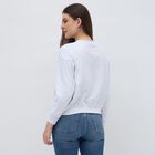 Women's Light Grey Crew Neck Casual Sweatshirt, Melange Light Grey, small image number null