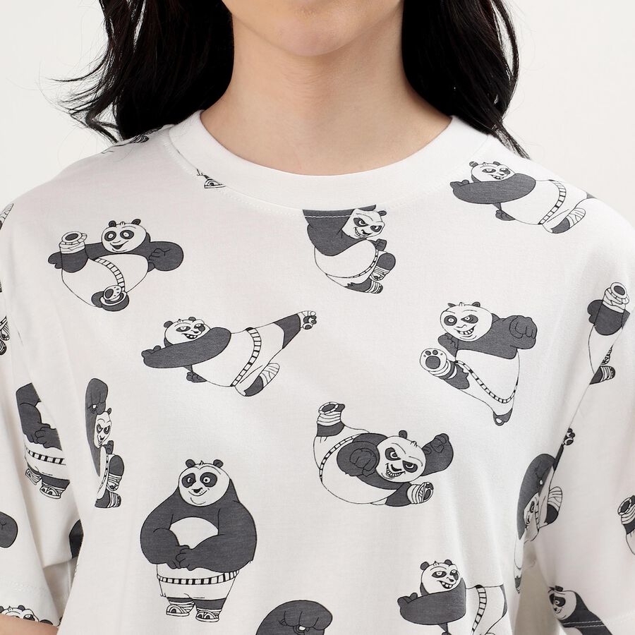 Women's Snow White Cotton Round Neck Casual T-Shirt, White, large image number null