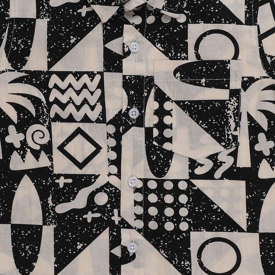 Boys' White Cotton Half Sleeve Classic Collar Casual Shirt, Charcoal, large