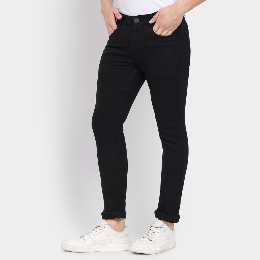 Men's Skinny Jeans, काला, large