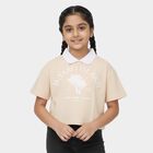 Girls Light Beige Cotton Polo Neck Casual T-Shirt, Light Grey, small image number null