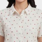 Women's White Classic Collar Tie-Front Casual Shirt, White, small