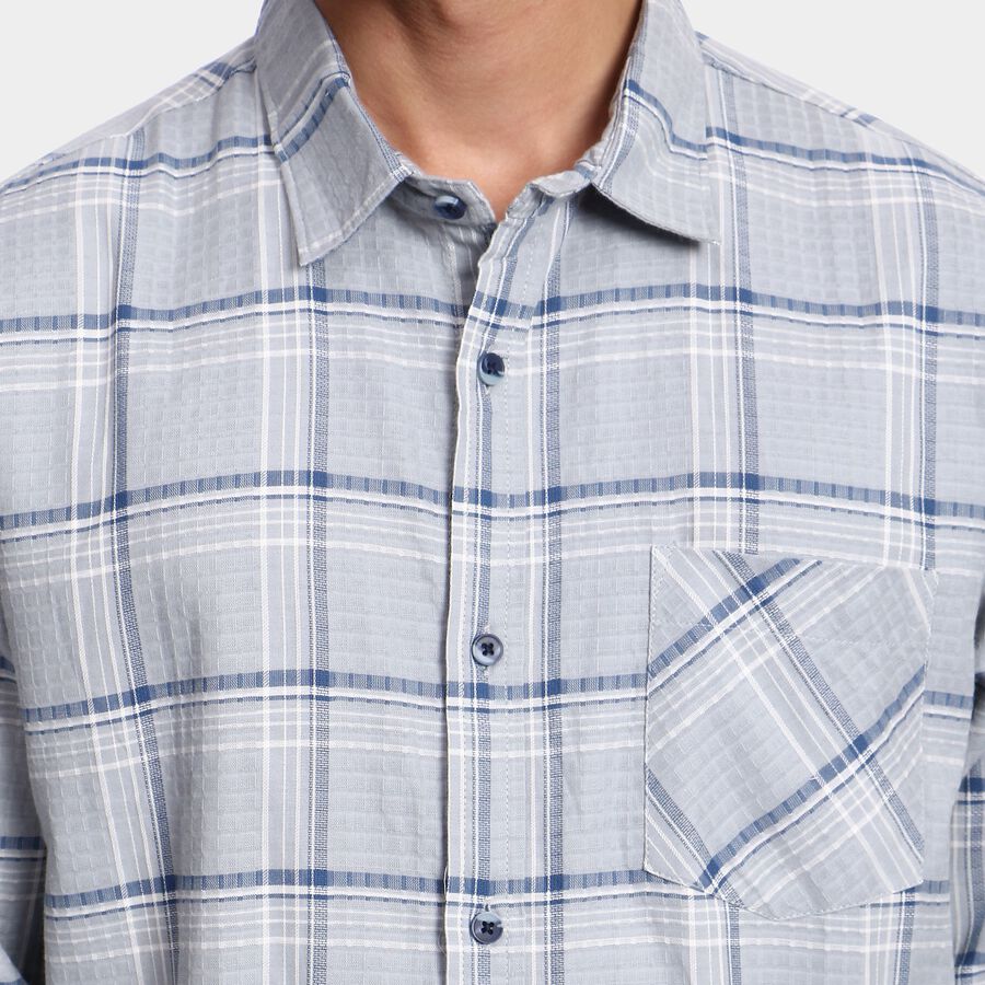 Men's 100% Cotton Casual Shirt, Light Blue, large image number null
