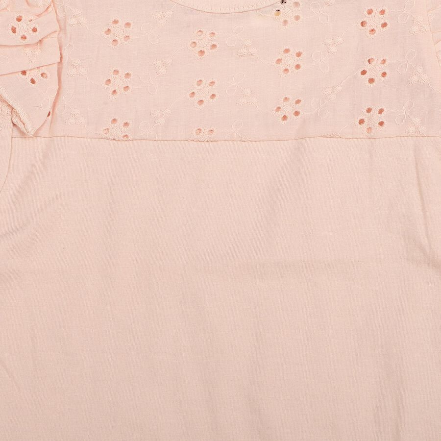 Infants Light Pink Cotton Round Neck Casual T-Shirt, Light Pink, large