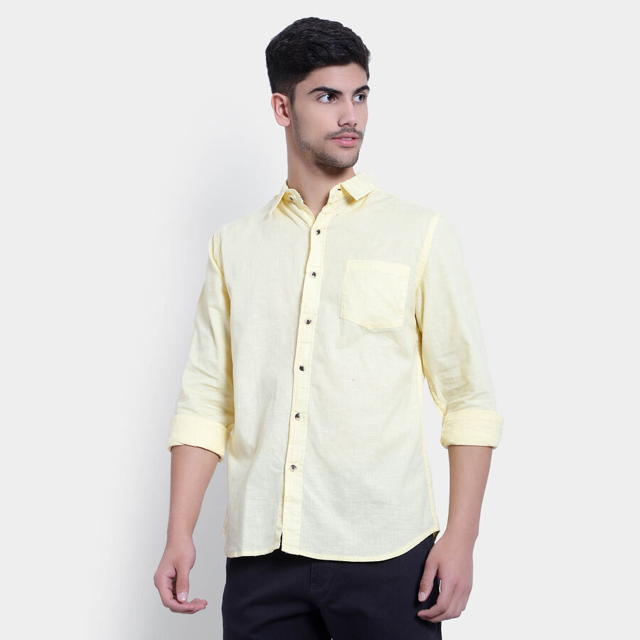 Cotton Solid Casual Shirt, Yellow, large image number null