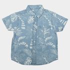 Boys Light Blue Cotton Floral Shirt, Light Blue, small