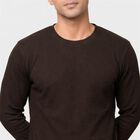 Men's Brown Round Neck Regular T-Shirt, भूरा, small